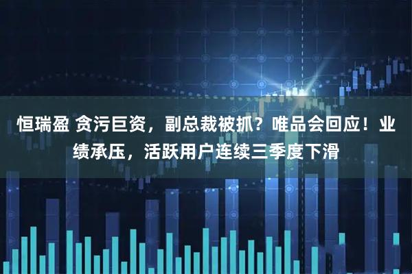 恒瑞盈 贪污巨资，副总裁被抓？唯品会回应！业绩承压，活跃用户连续三季度下滑